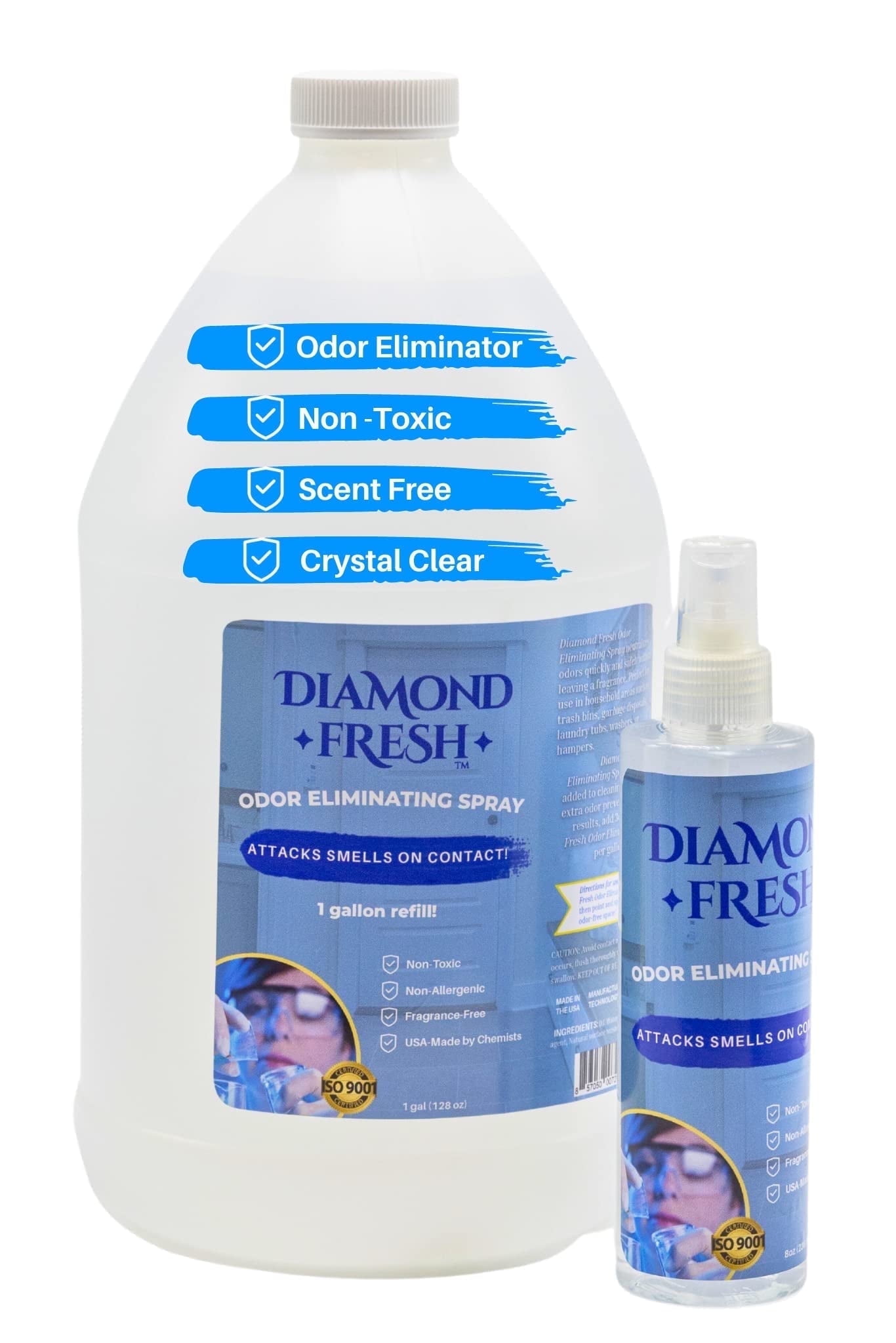 Diamond Fresh Deodorizing Odorless Spray Combo Pack with 1 Gal Refill, 128 fl oz, 2 Count, 2 Pack